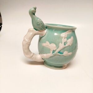 Vintage* Boston Warehouse Mint Green Peacock Mug